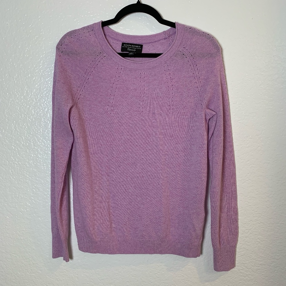 Banana Republic Sweater Small Purple Italian Yarn Filpucci Wool Cashmere Blend